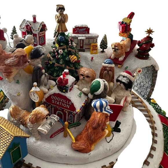 Rare Danbury Mint Shih Tzu Christmas Wonderland Animated Holiday Train Dogs - Picture 4 of 14